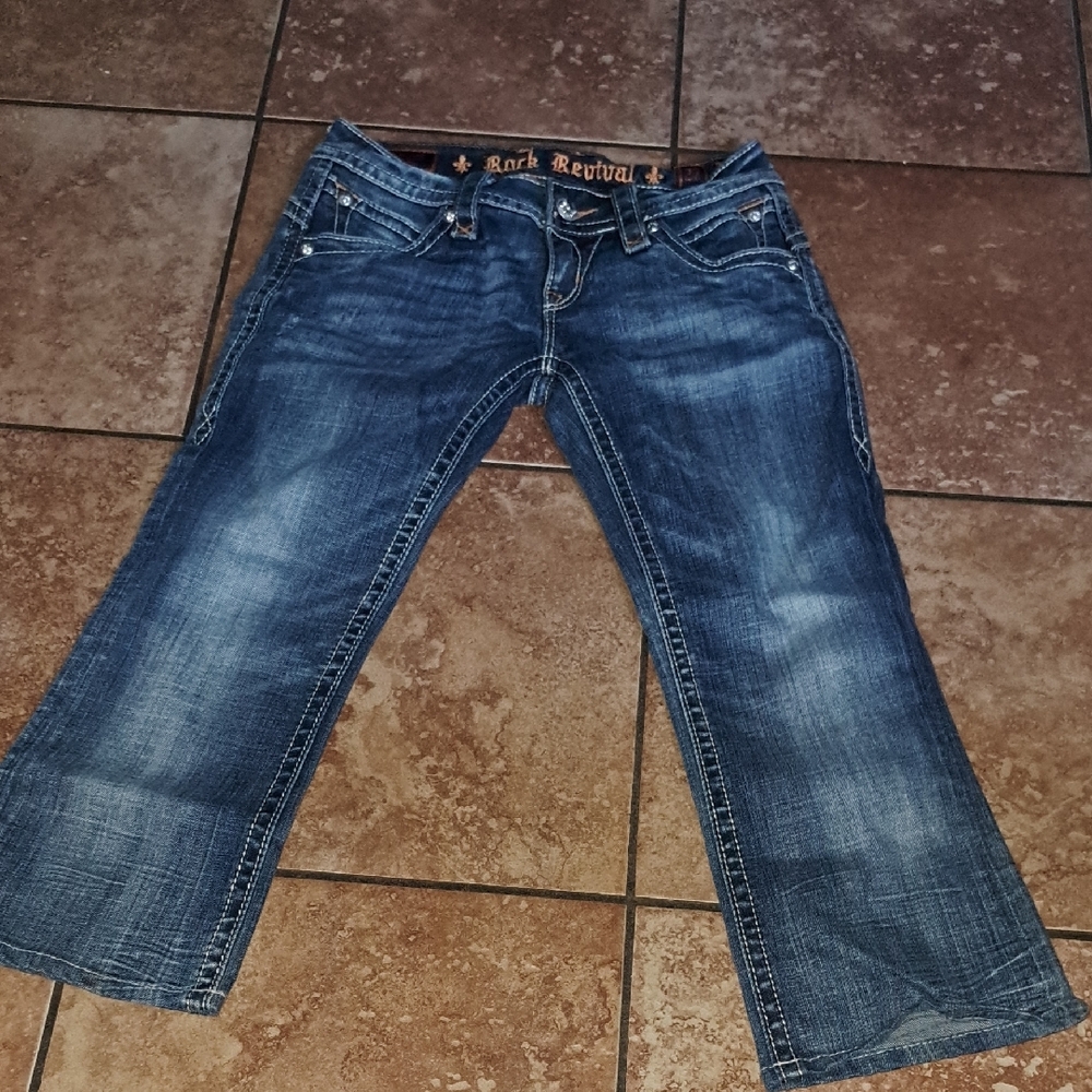 Rock Revival Blue Boot Cut Jeans with Natural Fading